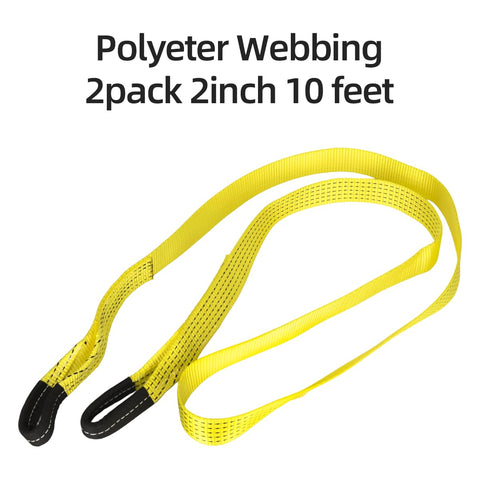 2 Pack 10 Ft Long 2 In Heavy Duty Lifting Slings Straps Polyester Flat Webbing on white background