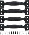 Bow Shaped Gate Handles Set Of Four Metal Pulls with Included Screws for Cabinets and Doors, Black Finish