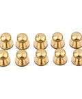 Straight Up Gold Tiny Drawer Knobs With Matching Screws, set of ten small round gold handles for cabinets and dressers.