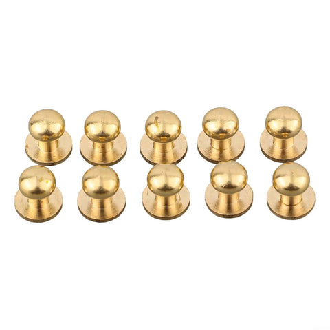 Straight Up Gold Tiny Drawer Knobs With Matching Screws, set of ten small round gold handles for cabinets and dressers.
