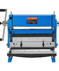Front view of 12 Inch 3 In 1 Sheet Metal Brake Shear Roll Machine With 20 Gauge Capacity And 90 Degree Bend, sturdy design.