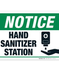 Wall Mounted Hand Sanitizer Station Sign For Offices Lobbies Or Schools Lightweight Polystyrene Frame Quick Peel Stick Mount No Hassle Setup with notice design.