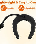 2 Pack Rock Solid Rubber Door Stop Wedges, Non Slip Security Jam Blockers With Heavy Duty Paracord Handles For First Responders, Rapid Emergency Egress And Straight Up Home Privacy, Black shown with paracord loop.