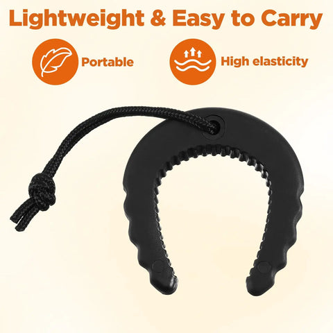 2 Pack Rock Solid Rubber Door Stop Wedges, Non Slip Security Jam Blockers With Heavy Duty Paracord Handles For First Responders, Rapid Emergency Egress And Straight Up Home Privacy, Black shown with paracord loop.