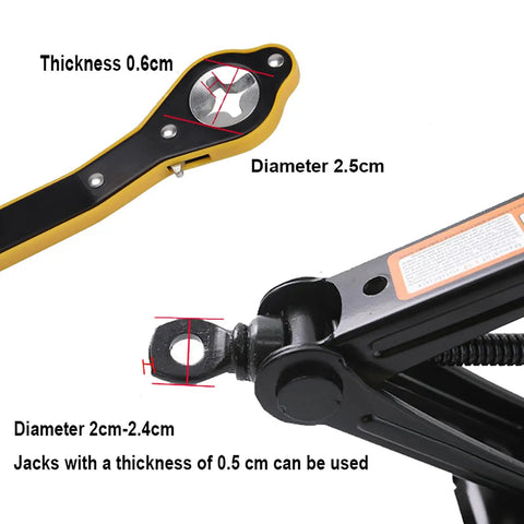 360 Degree Swivel Head Jack Ratchet Wrench With Forward And Reverse Knob, Emergency Scissor Jack Adapter for Cars