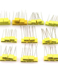 240 Piece Film Box Capacitor Kit With 24 Values Polyester Box Capacitors From 1nF To 1uF MKT PET 63V-100V in array display