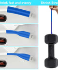 Heat shrink tubing process with timer and weight, demonstrating the 900 Pcs Wire Heat Shrink Tubing Kit With 2 To 1 Shrink Ratio Marine Grade.