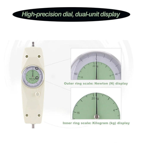 Handheld Force Gauge NK20 Analog Push Pull Gauge With One Percent Accuracy Portable Pro Grade Precision Measuring Instrument For Experiments Electronics Auto Parts And Industrial Testing, dual-scale dial