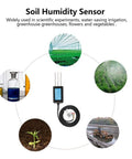 Capacitive Soil Moisture Sensor With 0-10V Output Waterproof Probe for greenhouse use and plant care shown with application images