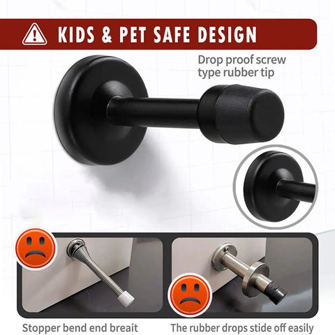 Stainless Steel Door Stopper Set With Anti Bump Tech for Home and Office no slam wall saver heavy duty door buffer detail view