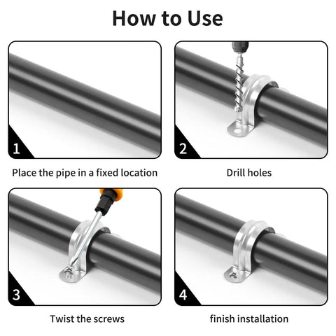 How to use 30 Piece Beast Mode Pipe Clamps with U Brackets for 1 1/4 Inch Tubes, showing installation steps.