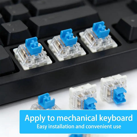 Blue 3 Pin Mechanical Keyboard Switches Kit With 90 Pcs And Switch Puller Dustproof And Waterproof Replacement Switches For DIY Keyboard Builds Clicky Feel Easy Install Great For Custom Keyboards, blue switches on keyboard
