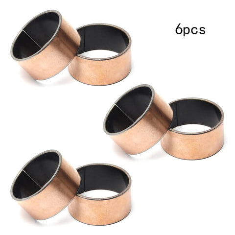 Heavy Duty 6 Pack Sleeve Bearings With 45mm Bore And 50mm Outer Diameter By 25mm Length Oilless Plain Bushings shown in bronze.
