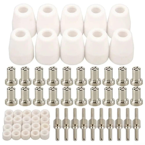 60 Pcs PT31 LG40 Plasma Cutter Electrode Tips Cup Extended Nickel Plated Kit For CUT40 CUT50 Welding Torch Consumables