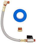 Extended Tank Drain Kit With 10 Inch Braided Steel Hose, One Quarter Inch Drain Valve And Elbow Fitting For Air Compressors