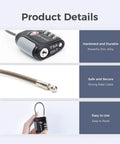 TSA Approved Cable Luggage Locks 3 Digit Combination Padlocks For Suitcases And Bags with zinc alloy and steel cable
