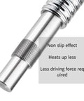 Close-up of Beefy DIY CNC Ball Screw SFU2005 400mm Long 20mm Diameter 5mm Pitch With Nut, showing threading and features.