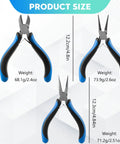 Three Piece Pliers Set for DIY Jewelry Making and Repairs With Carbon Steel Build, Sturdy Lightweight Tools and Non Slip Grips, Easy to Use Crafting Kit for Cutting, Bending, Wire Trimming, size chart
