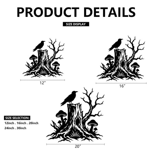 Rustic Black Raven On Tree Stump Hollow Metal Wall Art Sign Durable Cutout Home Decor For Chill Cabin Vibes Totally Sleek Powder Coating Rock Solid Steel Frame