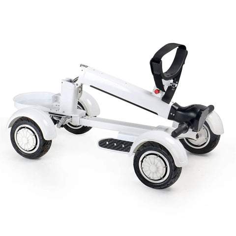 Knock Out The Course With This Slick Four Wheel Electric Golf Cart Powered By A Beefy 1000W Motor And 10 Inch High Grip Tires That Folds Flat For Trunk Storage Plus A Tough Rolling Bag Holder And Swap Out Battery For All Day Cruising.