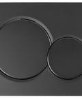 Jet Black Gloss Dual Flush Actuator Plate For Concealed Cisterns, Wall Mount Push Button with dual button circles, front view