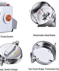 Electric Grain Grinder With Stainless Steel Body, Safety Upgraded, High Speed Spice Mill components including blade and switch