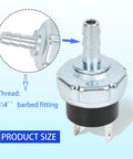 N003990 Micro Pressure Switch Replacement For D55168 Air Compressor 160 To 200 PSI Range Durable Easy Install Fits Type 5 6 7 8 with barbed fitting
