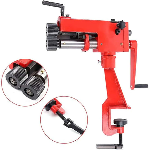 Manual Sheet Metal Bead Roller Machine 22 Gauge Hand Crank Beading Tool With 6 Dies Kit, close-up view