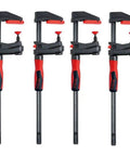 GearKlamp 18 Inch Clamp Set, 6-Piece Bar Clamps for Tight Spaces displayed in a row with quick-release shift button.