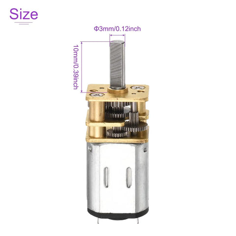 Twin Pack 12V 100 RPM Micro DC Gear Motor With Metal Mini Gearbox, 3mm Output Shaft, 10mm Shaft Length, 1 To 298 Reduction Ratio