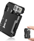 G5 Rechargeable EDC Flashlight With Dual Light Sources And RGB Illumination, ultra compact flat pocket size, magnetic keychain shown.