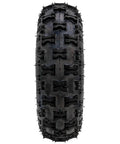Front view of 4.10-6 tire from Rear Axle Shaft Assembly Kit 740mm 29 1/8in With 4.10-6 Tire 6 Inch Rim Inner Tube Brake Assembly Chain And Sprocket Steering Knuckle Kit For Go Karts Quads Drift Trikes And Bikes DIY Ready.