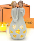 Sister Birthday Gift From Sister Best Friend Gift For Women Candle Holder With Flickering LED Flameless Candle Cozy Home Decor