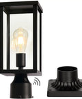 Outdoor Post Light Auto On Sensor 120V Aluminum Waterproof Lantern For Garden Yard Patio Pathway With Pier Mount Base