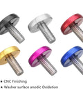 Various colored CNC finished bolts from Premium 25 Piece Fender Bumper Washer Bolt Kit In Black Featuring M6x20mm CNC Finishing Fasteners.