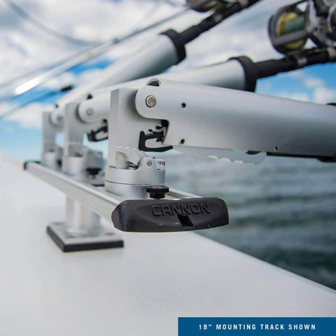 Aluminum Mounting Track For Downriggers And Boat Accessories - 12 Inch Stainless Track For Saltwater Fishing, Killer Trolling Setup With Adjustable Rod Holders And Downriggers, Easy Rail System For Custom Spreads. 18-inch mounting track on boat rail with downriggers