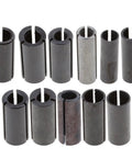 Heavy Duty Collet Chuck Adapter Kit with 5 Router Bit Milling Cutter Drivers and Heat Treated Carbide Inserts, various sizes.