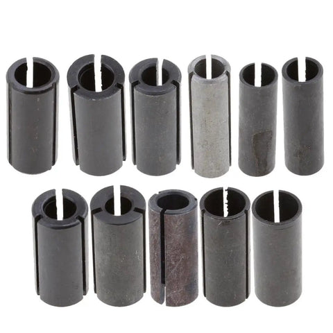 Heavy Duty Collet Chuck Adapter Kit with 5 Router Bit Milling Cutter Drivers and Heat Treated Carbide Inserts, various sizes.