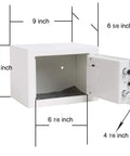 Compact Digital Safe Box With Electronic Lock For Home Office And Hotel Use, Secure Deposit Box, 0.17 Cu Ft, White, Open Door View