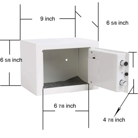 Compact Digital Safe Box With Electronic Lock For Home Office And Hotel Use, Secure Deposit Box, 0.17 Cu Ft, White, Open Door View