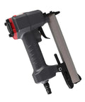 Compact Pneumatic Brad Nailer With 100 Nail Capacity And Dry Fire Guard Lightweight Finish Tool For Trim And Flooring, side view.