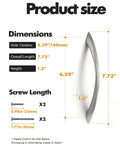 Product dimensions of 10 Pack Brushed Nickel Cabinet Pulls 6.3 Inch Arch Twisted Silver Handles with screws included.