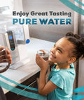 Child drinking water from Classic Replacement Filters For Countertop Reverse Osmosis Water Purifier Bundle, PreFilter And VOC RO Filter Set