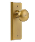 Antique Brass Privacy Door Knob With Lock For Interior Doors, Heavy Solid Metal Plate, Vintage Tarnished Bedroom Bathroom Handle