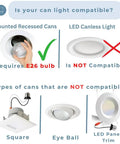 Image showing compatibility of Slick Six Inch Recessed Can To Instant Pendant Light Conversion Kit In Top Shelf Satin Brass Finish With E26 Socket.
