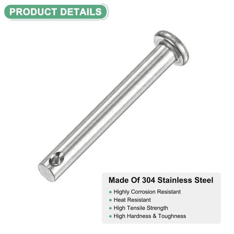 20 Pack Single Hole Clevis Pins M5 X 40mm 304 Stainless Steel Flat Head Fasteners for mechanical linkage ship rigging