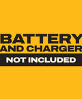Product label stating 'Battery and Charger Not Included' for 20V Max XR Brushless Impact Driver With One Quarter Inch Hex High Torque 3 Speed LED Work Light Extended Runtime Cordless Tool Only 1825 In Lbs Torque And 3400 RPM.
