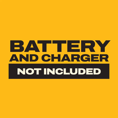 Product label stating 'Battery and Charger Not Included' for 20V Max XR Brushless Impact Driver With One Quarter Inch Hex High Torque 3 Speed LED Work Light Extended Runtime Cordless Tool Only 1825 In Lbs Torque And 3400 RPM.