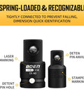 Spring-loaded adapter from Eight Piece Impact Socket Adapter And Reducer Set For One Quarter, Three Eighths, One Half, And Three Quarters Inch Drive