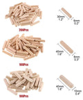 Premium Wood Dowel Pins Set 400 Pieces 6mm 8mm 10mm L Fluted Beveled Ends Tapered For Easier Insertion Straight Grooved Pins